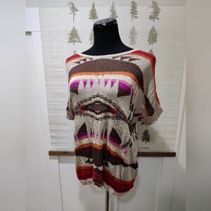 Denim & Supply Ralph Lauren Southwestern Aztec Knit Top - Medium - Ramie Blend